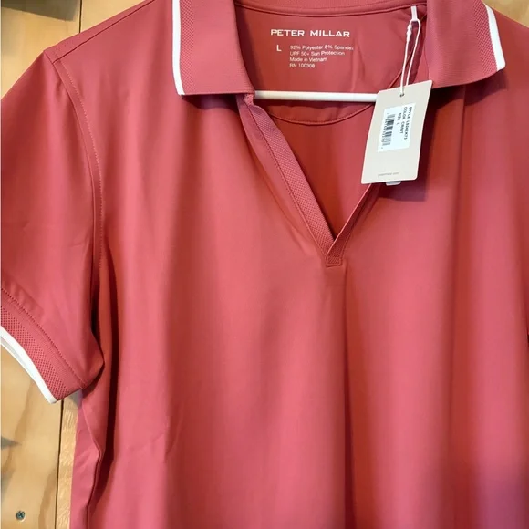 NWT Peter Millar Women's Coral Short Sleeve Polo - Picture 2 of 3